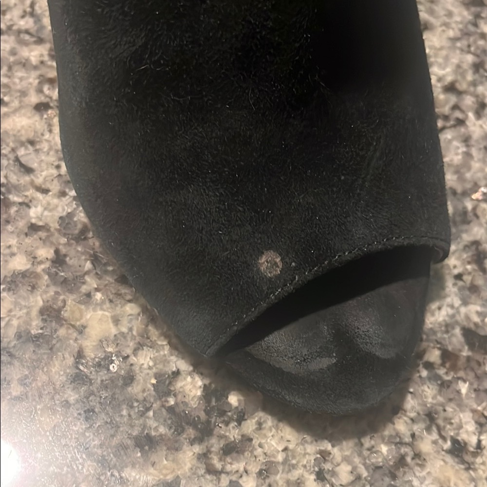 Elegant Ann Taylor Black Peep-Toe Ankle Boots - Picture 5 of 6